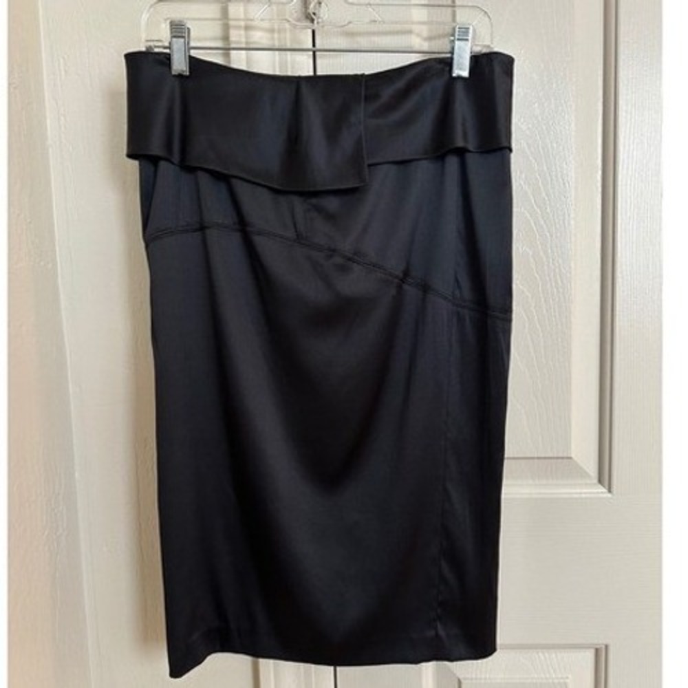 NWT Vivienne Tam Black Silk Charmeuse‎ Midi Skirt | Archival Designer | Size 2